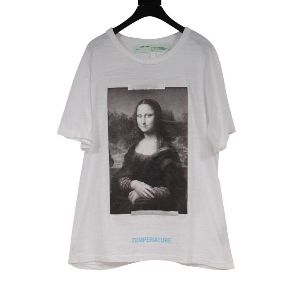 Off White Mens Mona Lisa Temperature Arrows T Shirt Size Large White 100% Cotton